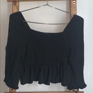 black ruffled 3/4 sleeve xs american eagle top